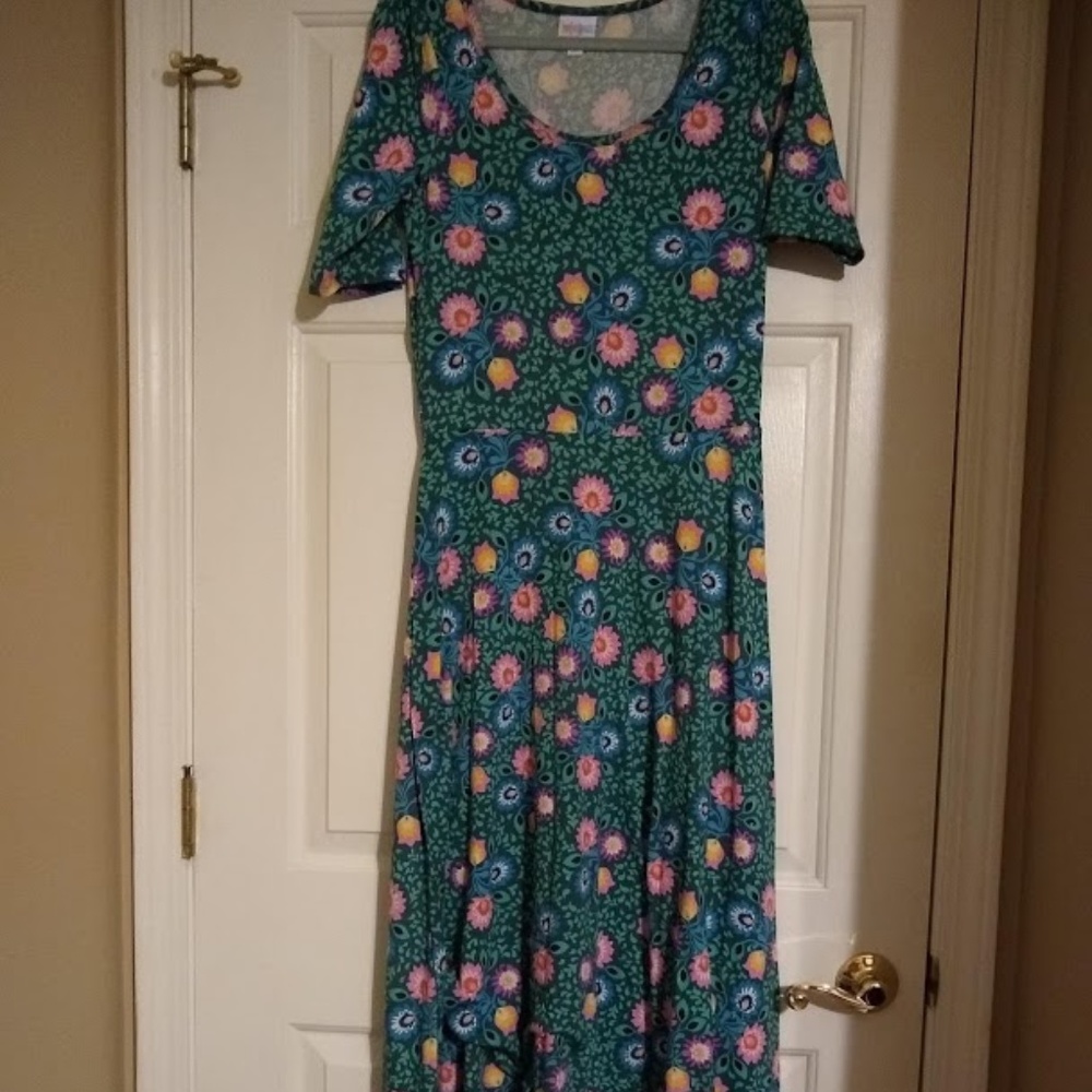 LulaRoe Ana Maxi Green Blue Pink New